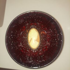 Vintage Avon Elegant Red and Cream Cameo Wall Art